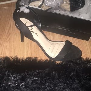 Hunter black suede ankle strap heels from Lulus
